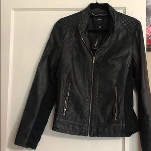 Black leather jacket with zippers